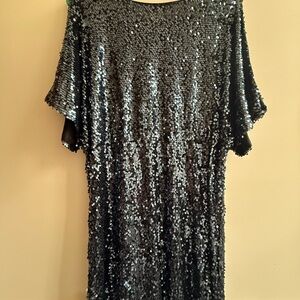 Vintage Cache Sparkling Blue Sequin Mini Dress